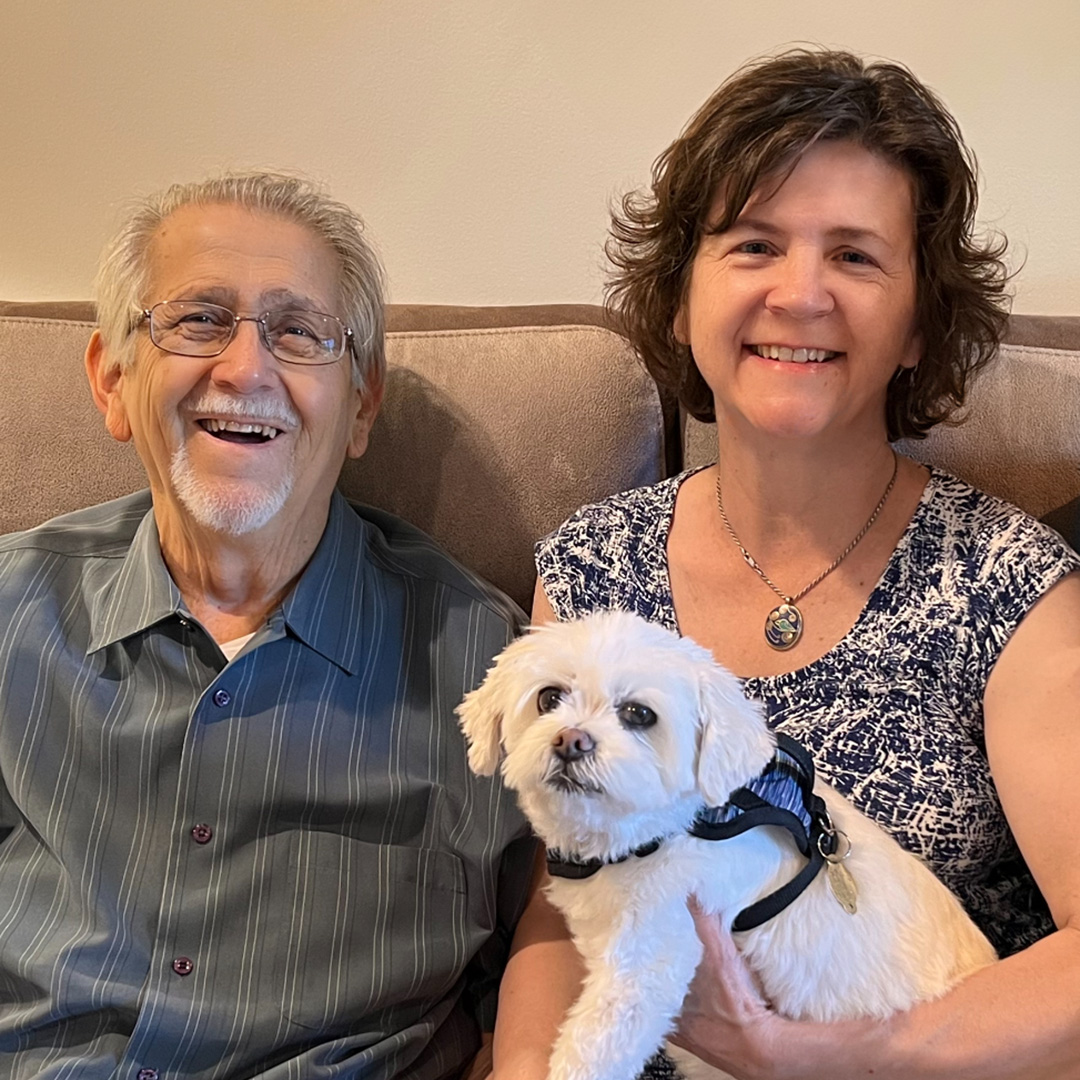 Ray, author Cynthia and dog, Maggie